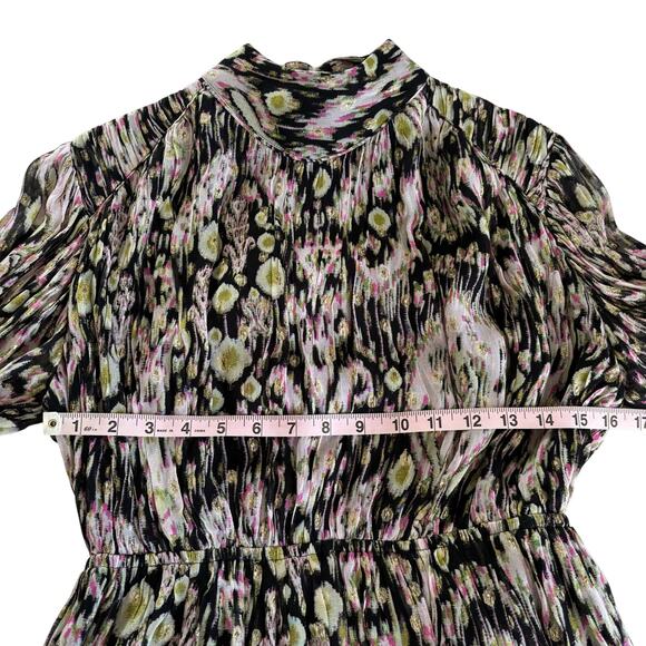 HEMANT & NANDITA Kari Short Black and Metallic Long Sleeve Mini Dress Mediuim - Picture 5 of 12